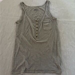 J. Crew Gray and White Striped Tank Top